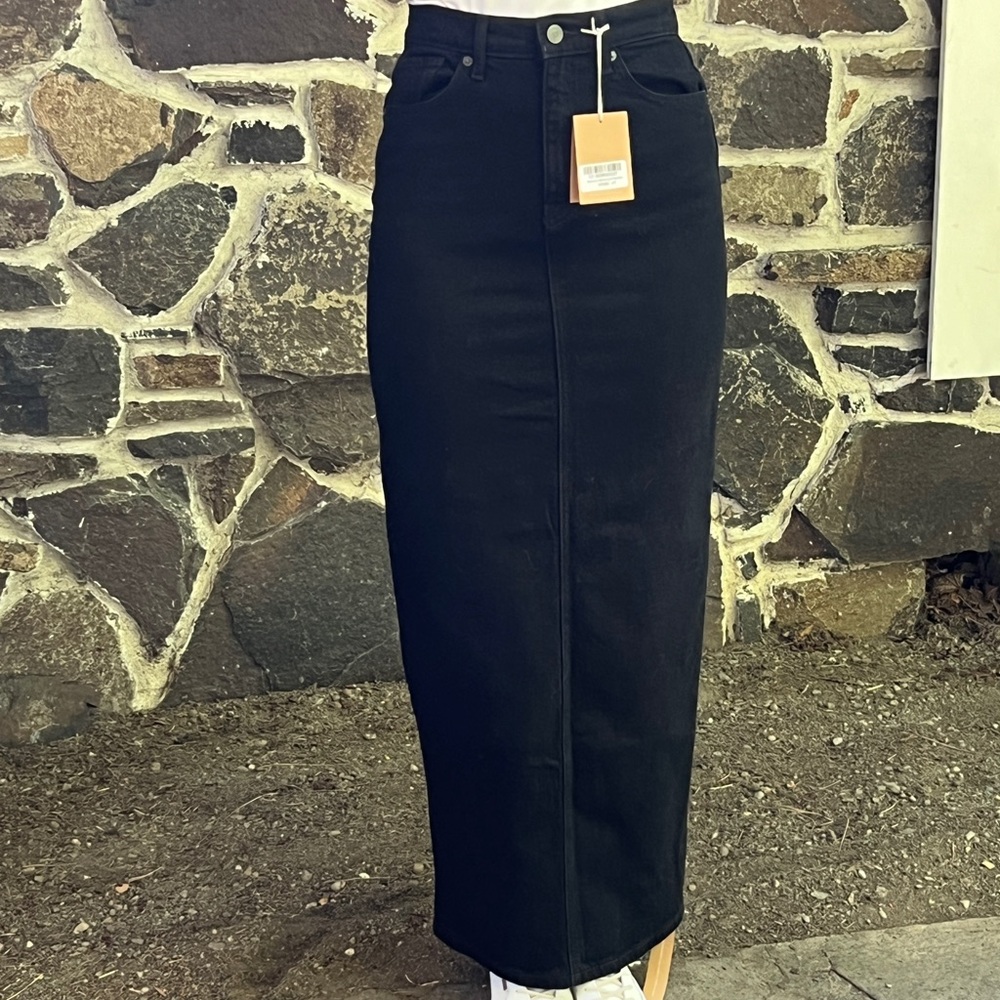 Reformation Black Jean Skirt